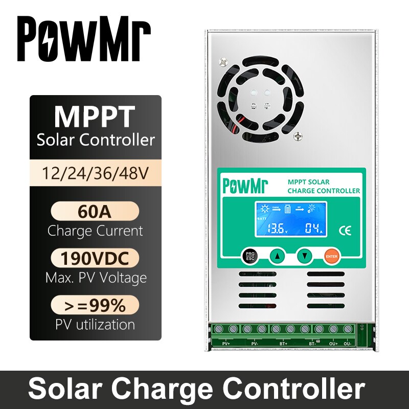 PowMr-¾籤  Ʈѷ, MPPT 60A, ִ PV 190VDC..